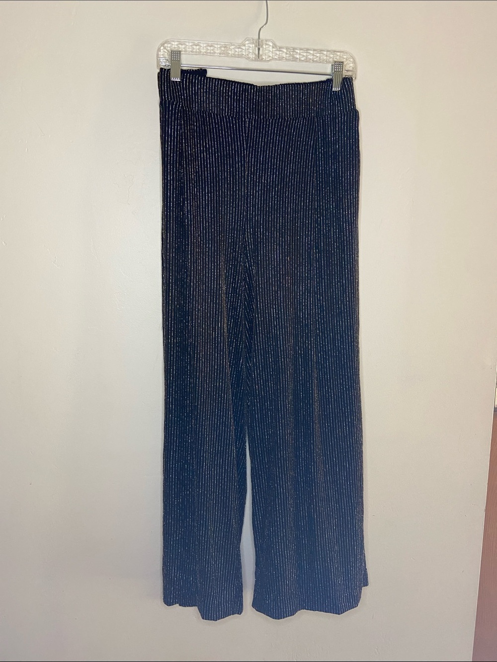 Torrid Black Palazzo style pant with Gold & Silver Metallic Pinstripes